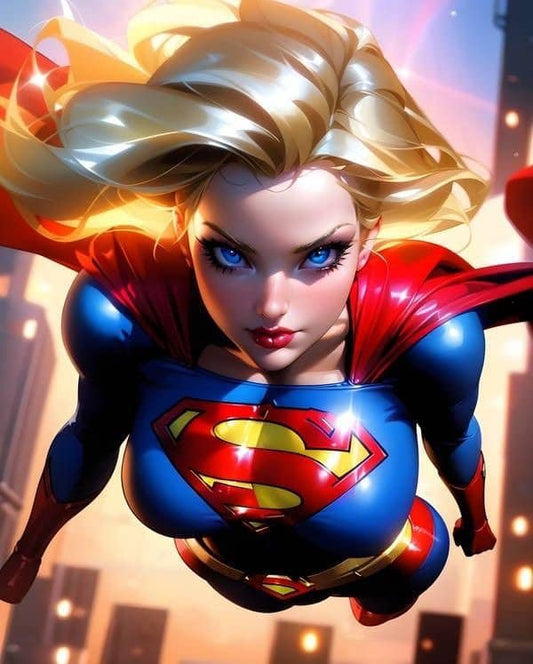 Supergirl Flying Action Hero Print Poster