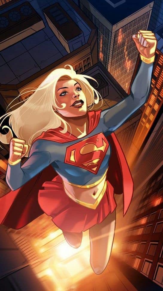 Supergirl Flying Cityscape (2) Print Poster
