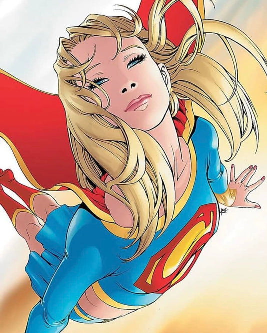 Supergirl Flying Illustration Print Poster