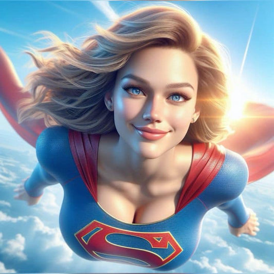 Supergirl Flying Portrait Print Poster