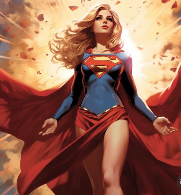 Supergirl Hero Pose Explosion Print Poster