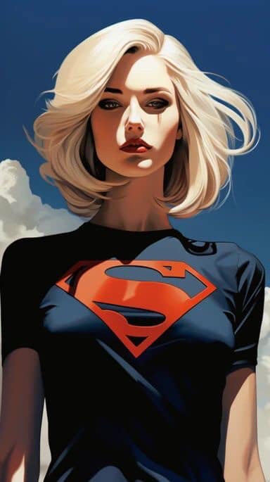Supergirl Portrait Cloudy Sky Print Poster