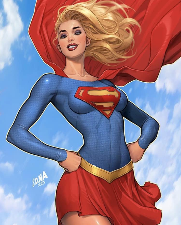 Supergirl Portrait Flying Illustration Print Poster