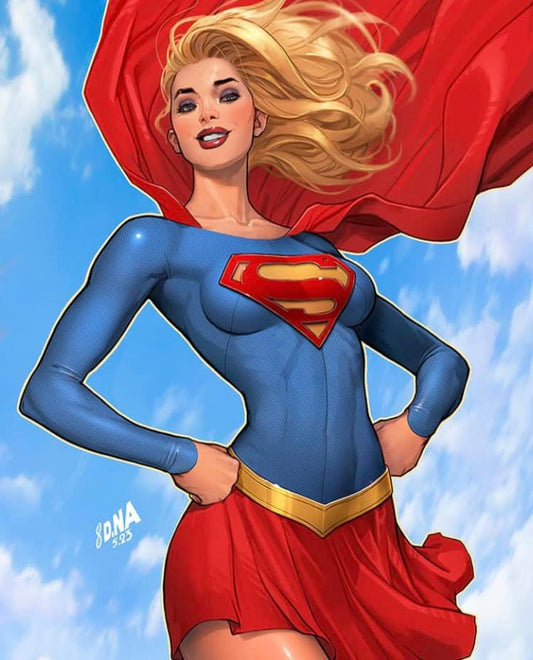 Supergirl Portrait Flying Illustration Print Poster