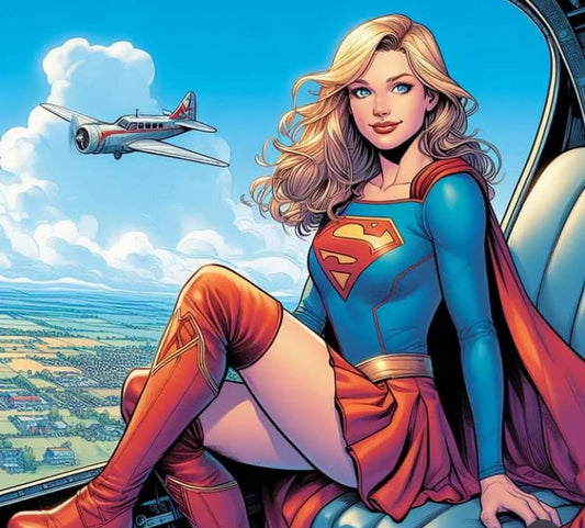 Supergirl Portrait In Airplane Print Poster