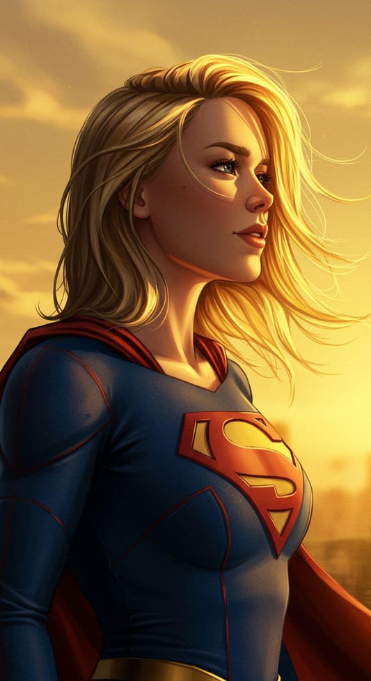 Supergirl Portrait Sunset Print Poster