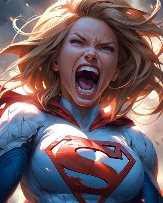 Supergirl Screaming Action Print Poster