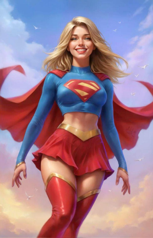 Supergirl Blonde Cape Flying 678 Print Poster