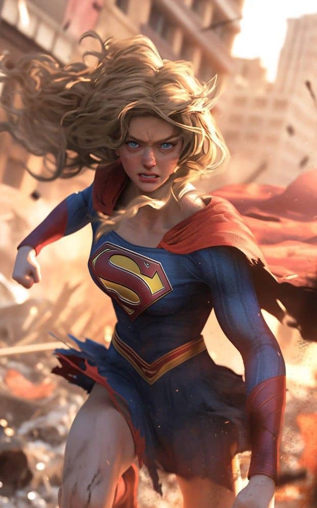 Superhero Action Heroine Print Poster