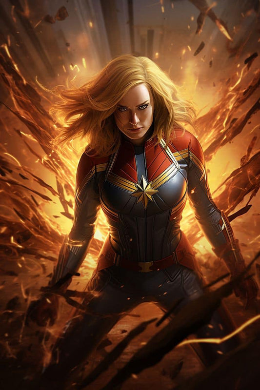 Superhero Action Heroine Portrait Print Poster