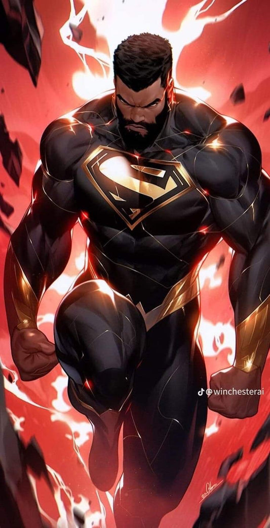 Superhero Action Pose Illustration Print Poster