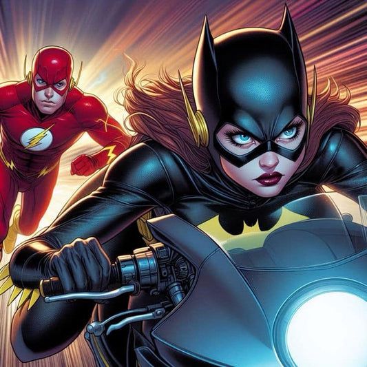 Superhero Batgirl Flash Action Illustration Print Poster