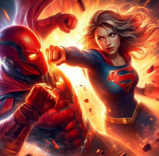 Superhero Battle Action Scene (3) Print Poster