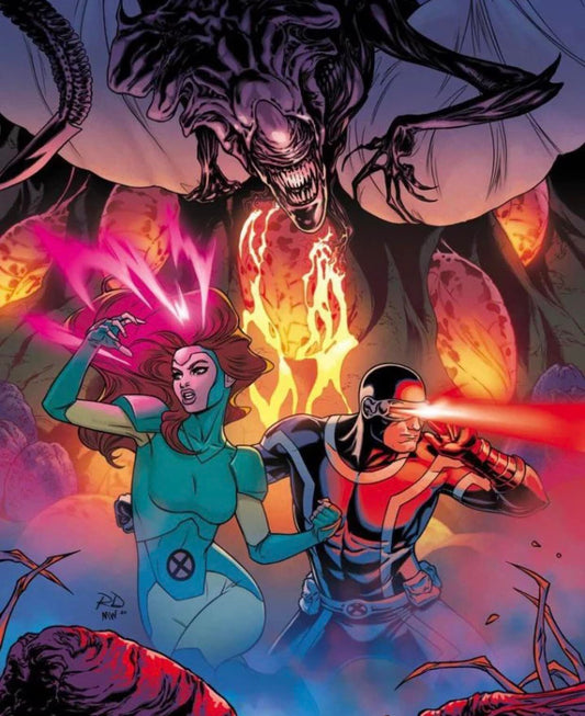 Superhero Battle Alien Threat Print Poster