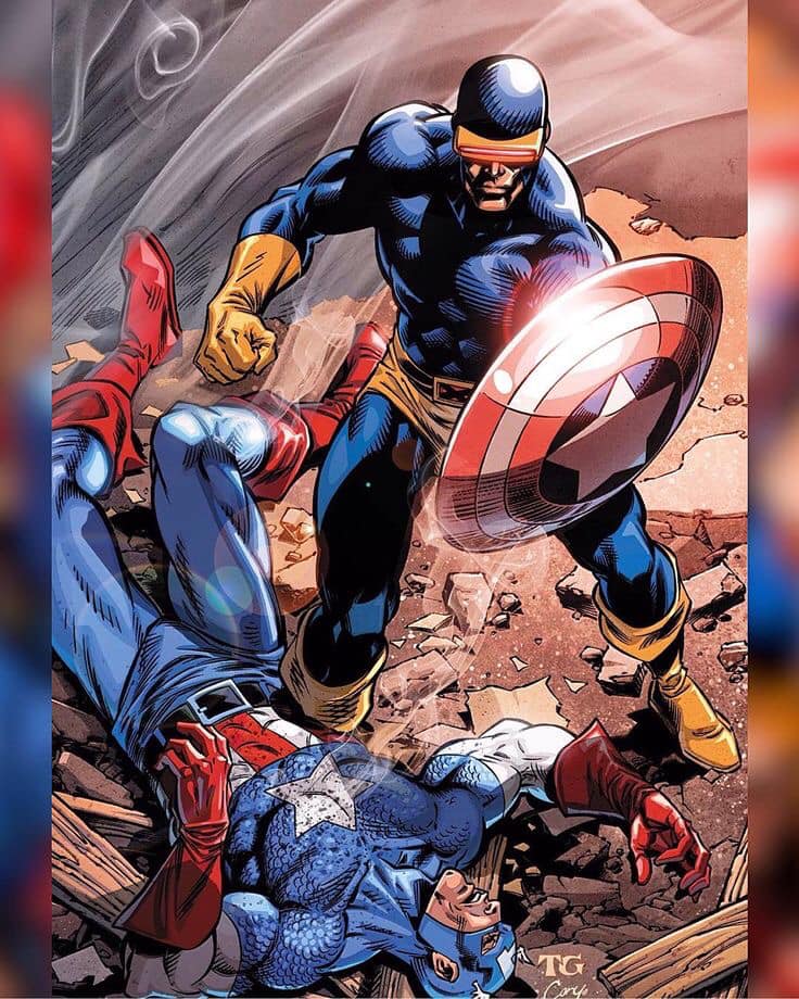Superhero Battle Captain America Defeated Print Poster