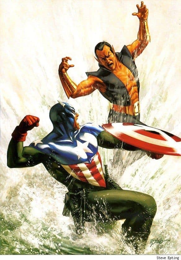Superhero Battle Captain America Namor Print Poster