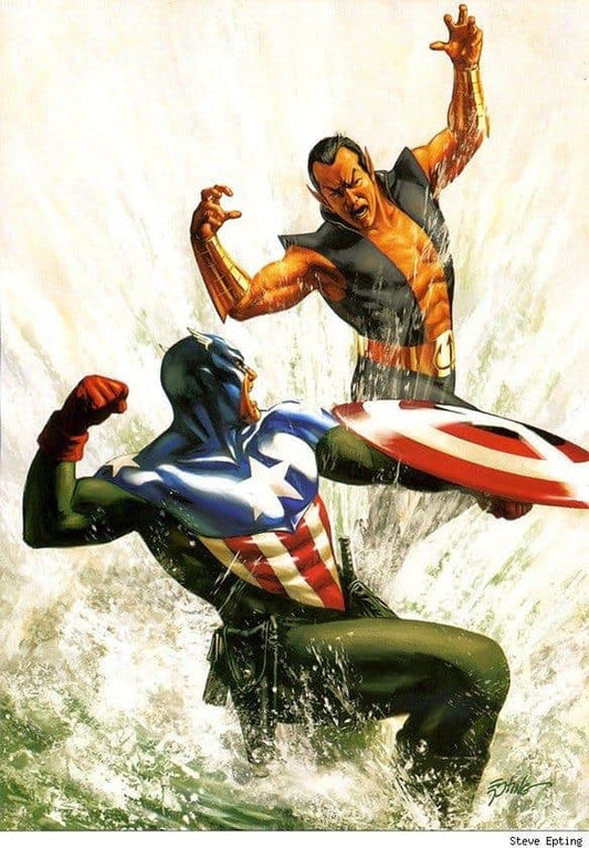 Superhero Battle Captain America Namor Print Poster
