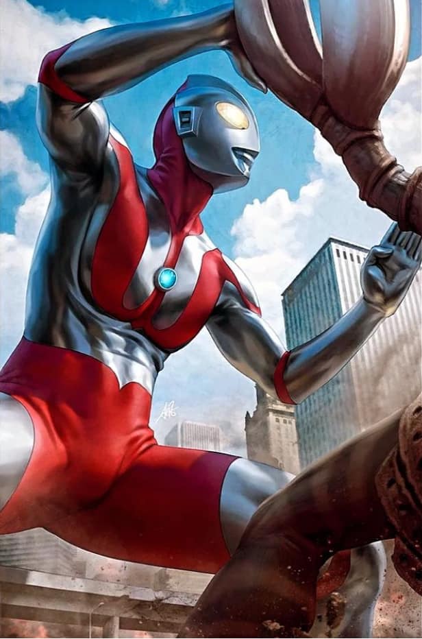 Superhero Battle Cityscape (3) Print Poster