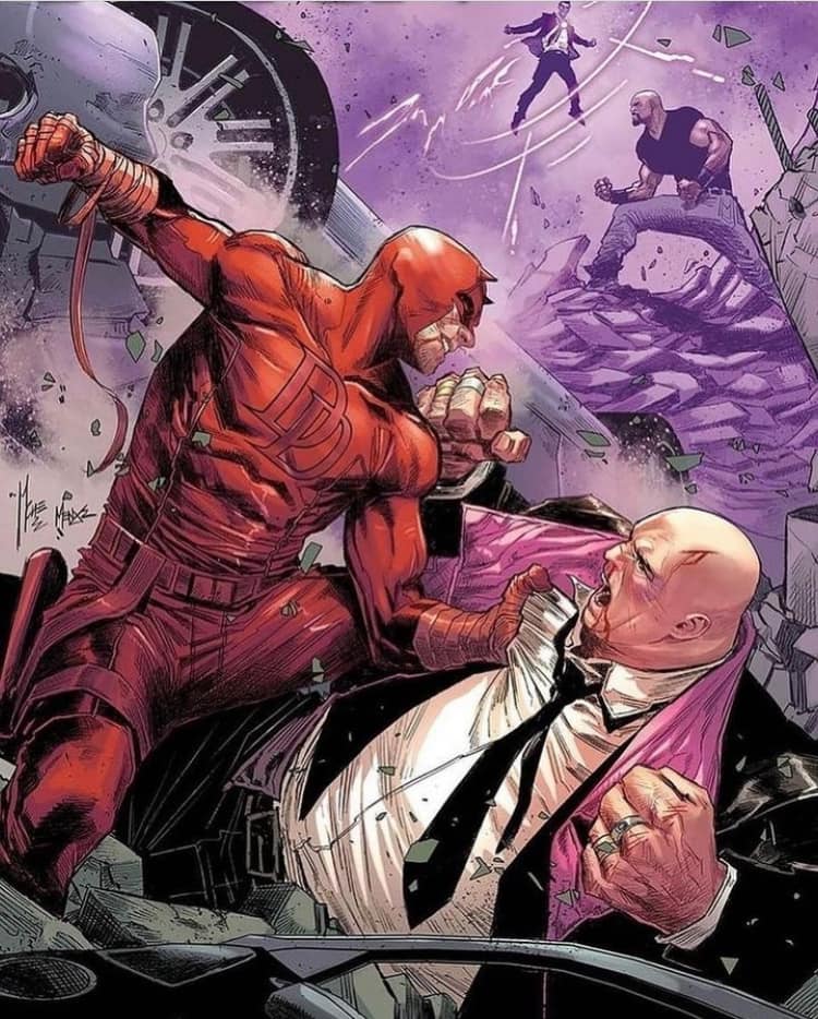 Superhero Battle Daredevil Kingpin Print Poster