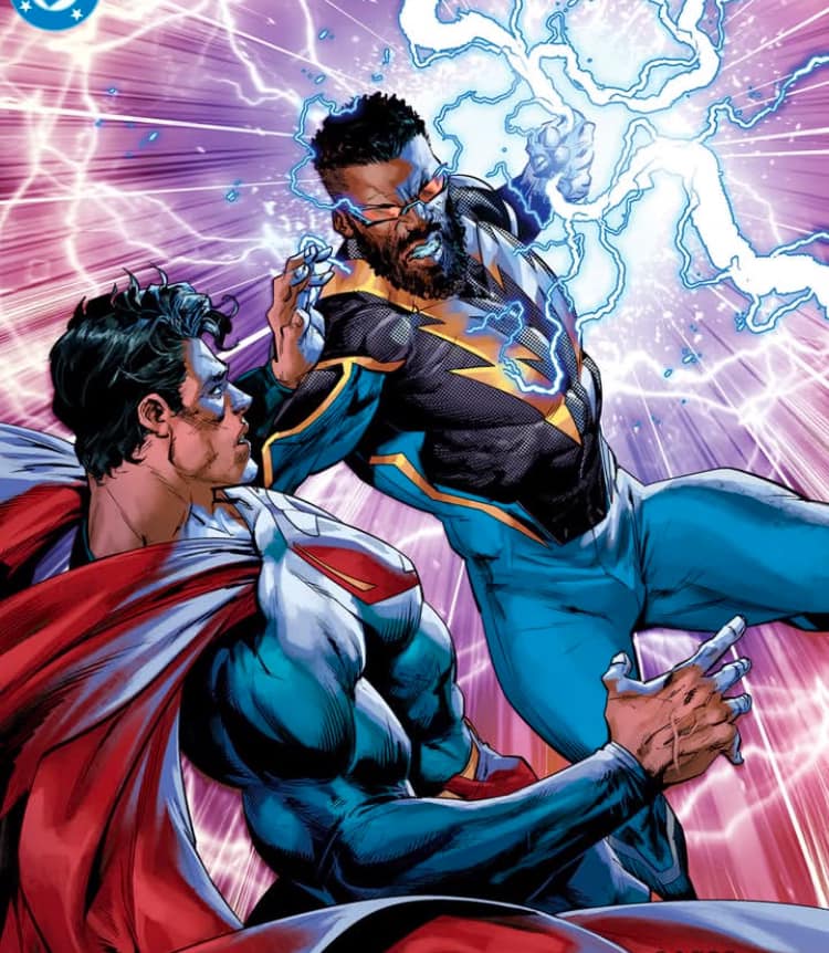 Superhero Battle Electricity Print Poster