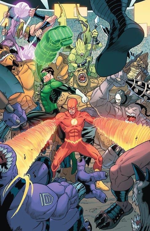 Superhero Battle Flash Vs Villains Print Poster
