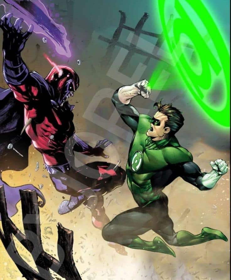 Superhero Battle Greenlantern Vs Magneto Print Poster