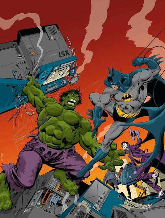 Superhero Battle Hulk Batman Print Poster