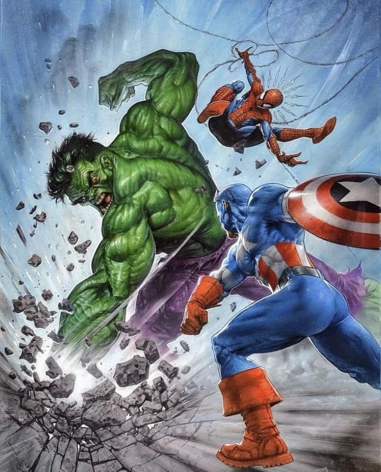 Superhero Battle Hulk Spider Man Captain America Jigsaw Puzzle
