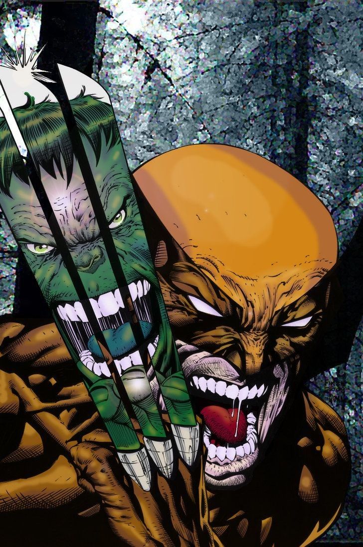 Superhero Battle Hulk Wolverine Print Poster