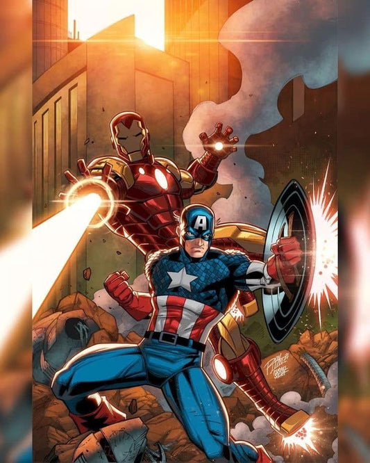 Superhero Battle Ironman Captainamerica Print Poster