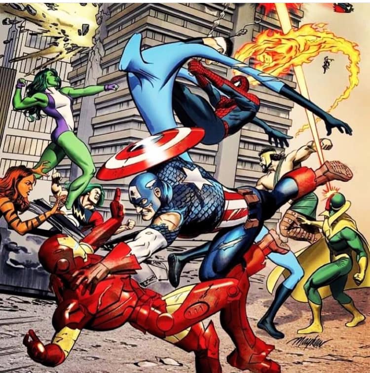 Superhero Battle Marvel Comics Print Poster