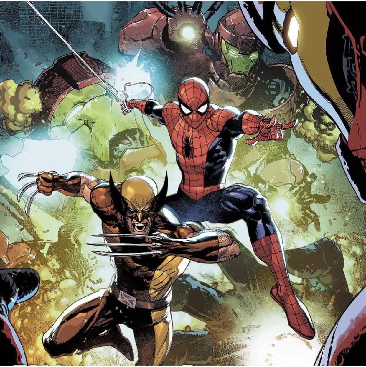 Superhero Battle Spider Man Wolverine Print Poster