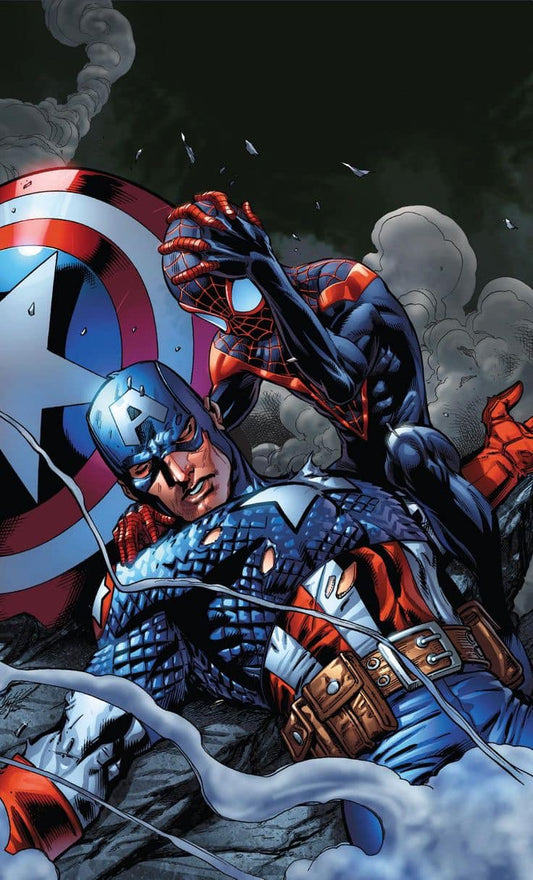 Superhero Battle Spiderman Captain America Print Poster