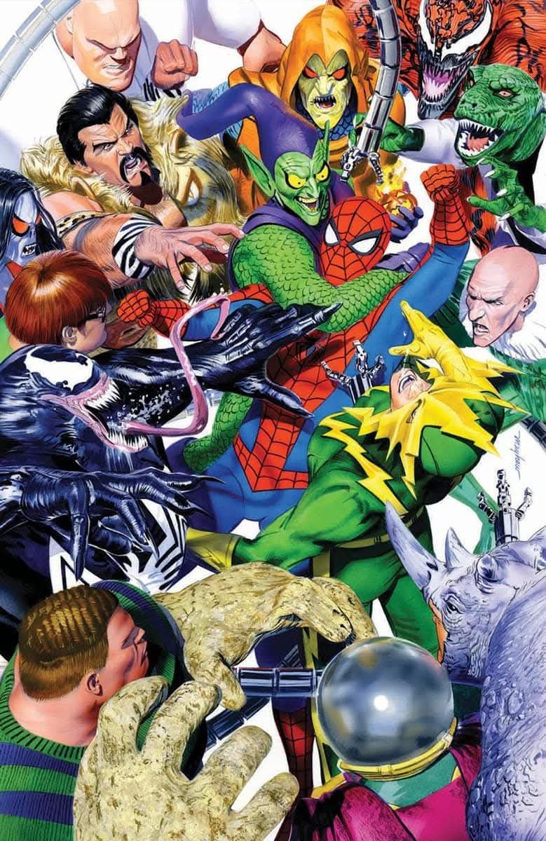 Superhero Battle Spiderman Villains Print Poster