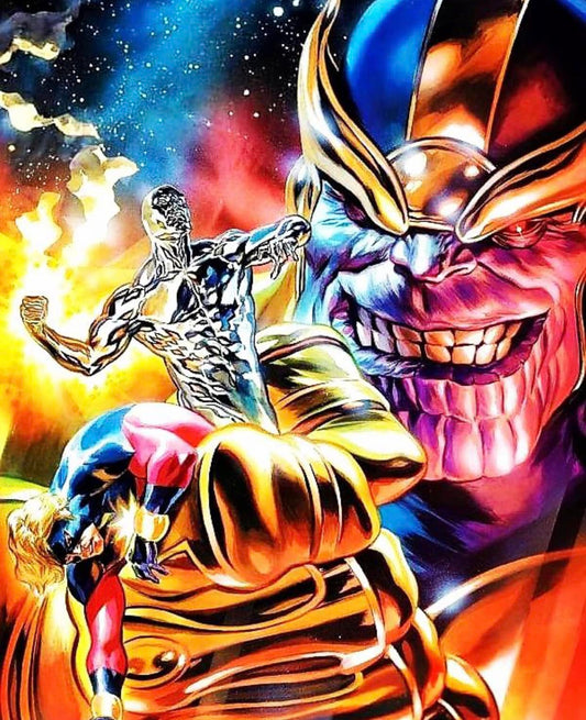 Superhero Battle Thanos Silver Surfer Print Poster