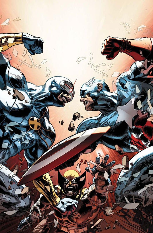 Superhero Battle Wolverine Captain America Print Poster