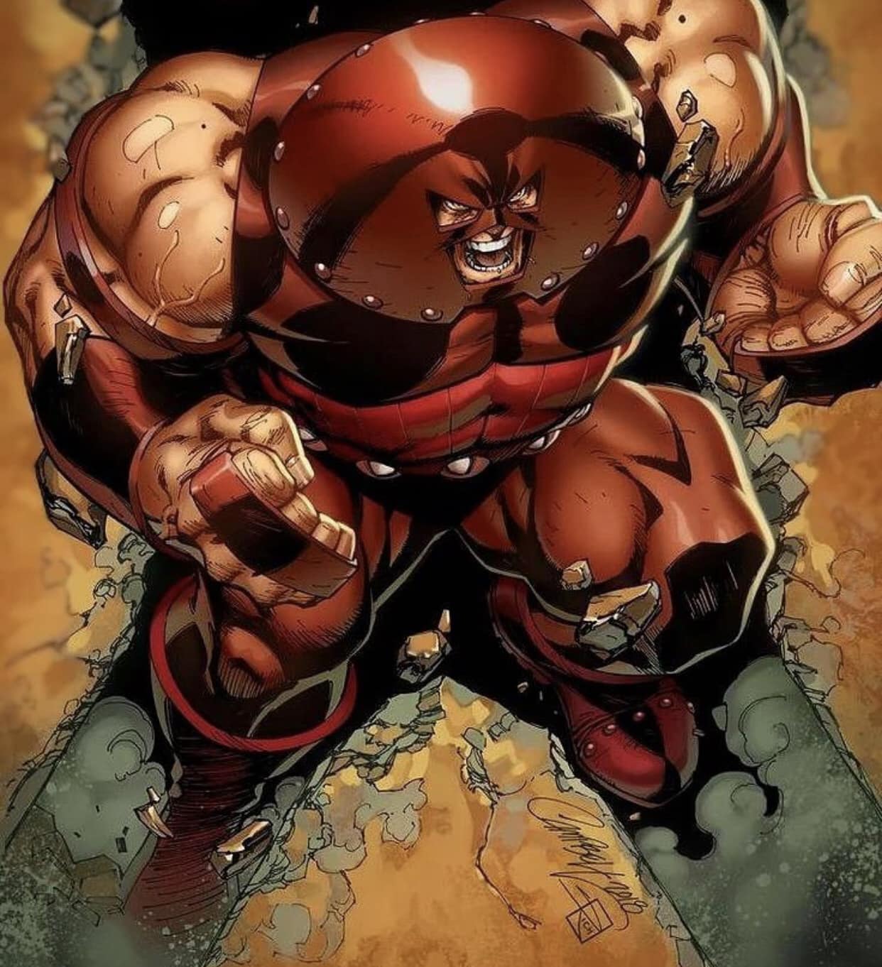 Superhero Character Breaking Through Walls Print Poster