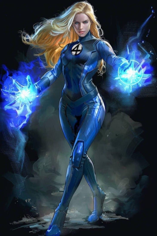 Superhero Character With Energy Effects Print Poster