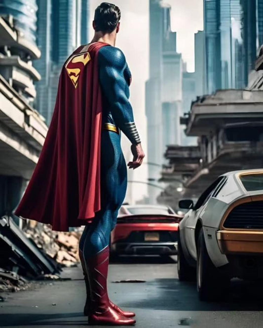 Superhero Cityscape Heroic Standoff Print Poster