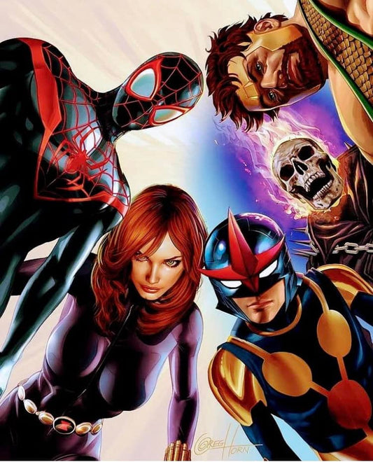 Superhero Collage Action Scene Print Poster
