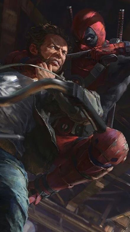 Superhero Combat Deadpool Wolverine Print Poster