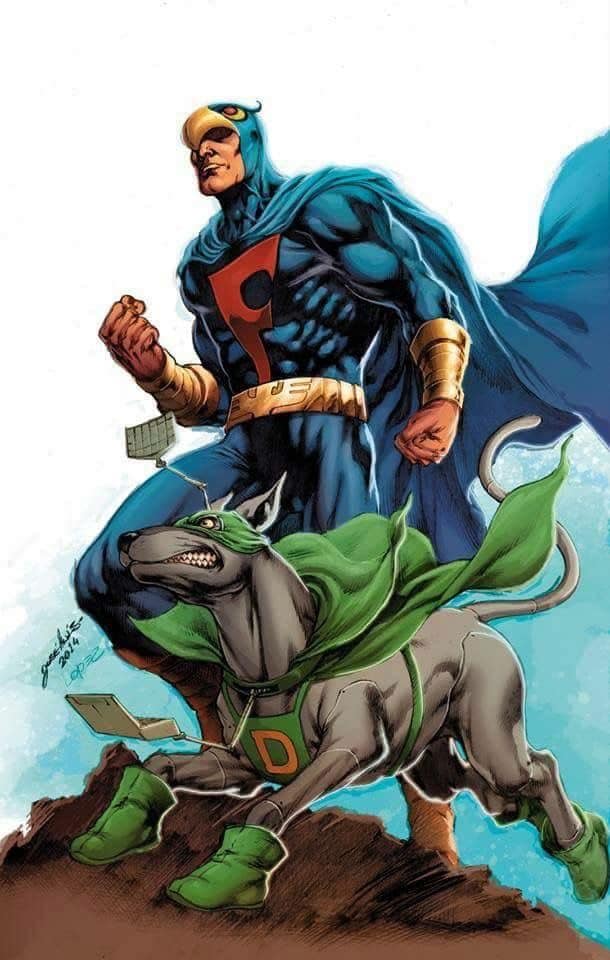 Superhero Dog Sidekick Adventure Print Poster