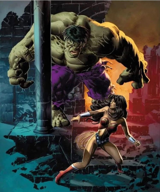 Superhero Duel Hulk Wonder Woman Print Poster