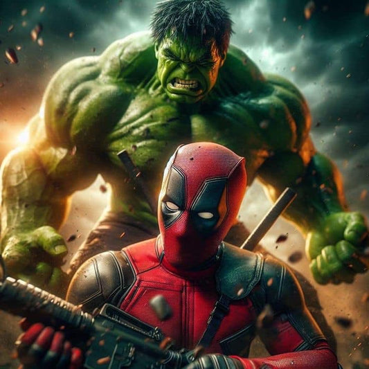 Superhero Duo Hulk Deadpool Print Poster