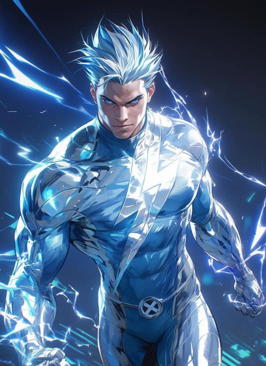 Superhero Electric Blue Portrait Print Poster