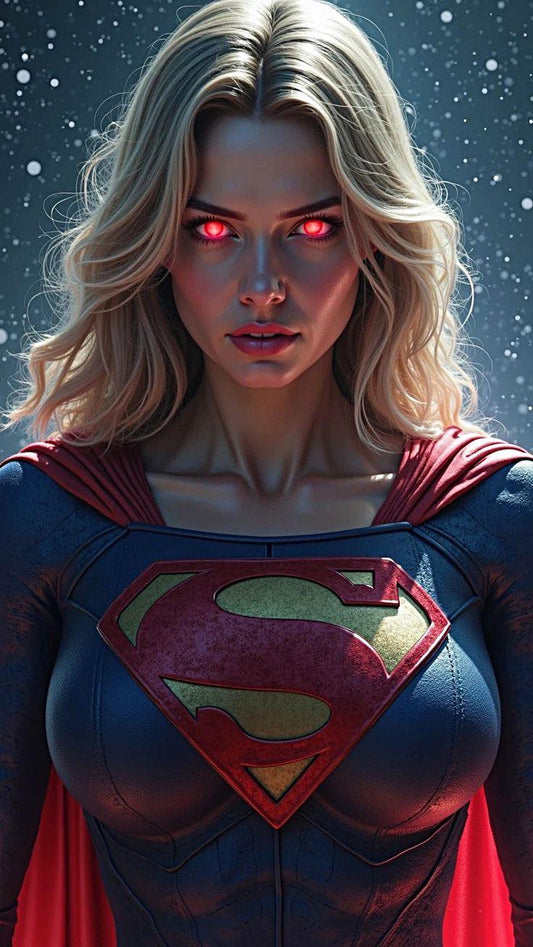 Superhero Female Portrait Red Eyes Print Poster