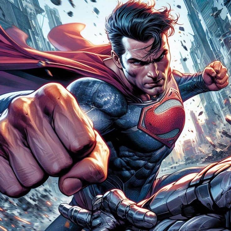 Superhero Fight Action Scene Print Poster