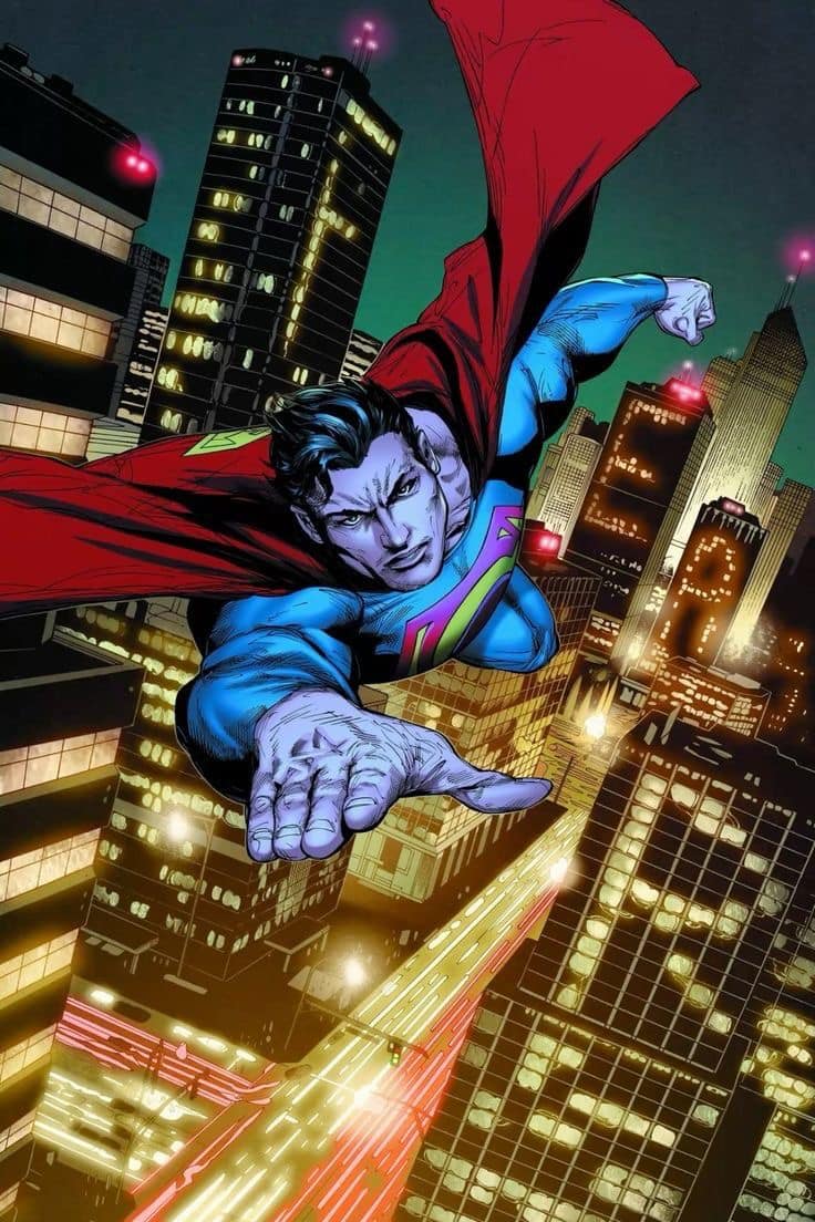 Superhero Flying Cityscape (4) Print Poster