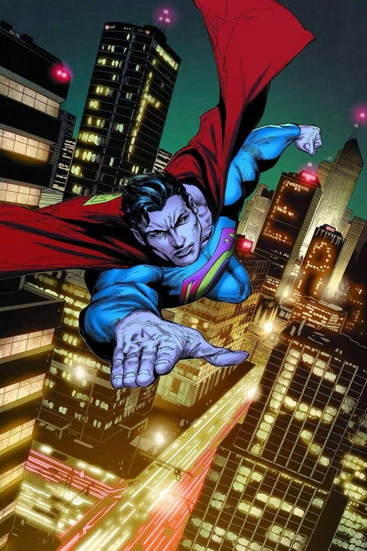 Superhero Flying Cityscape (4) Print Poster