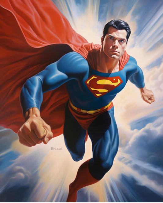 Superhero Flying Pose Print Poster